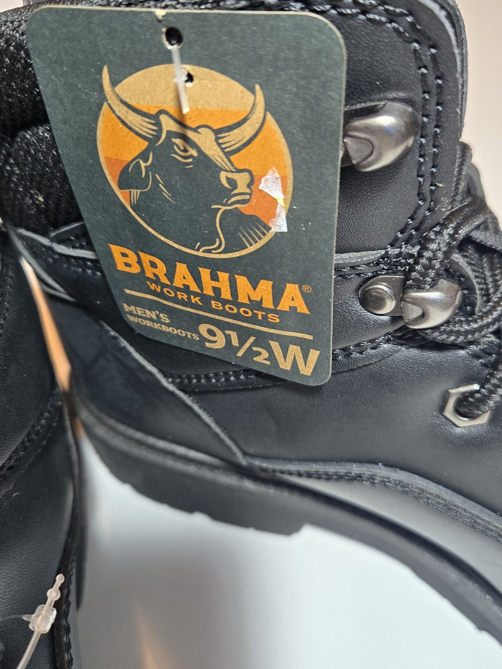 Brahma Steel Toe Black Men's Work Boots - Durable Lace-Up Safety Style 9.5W - Picture 2 of 5